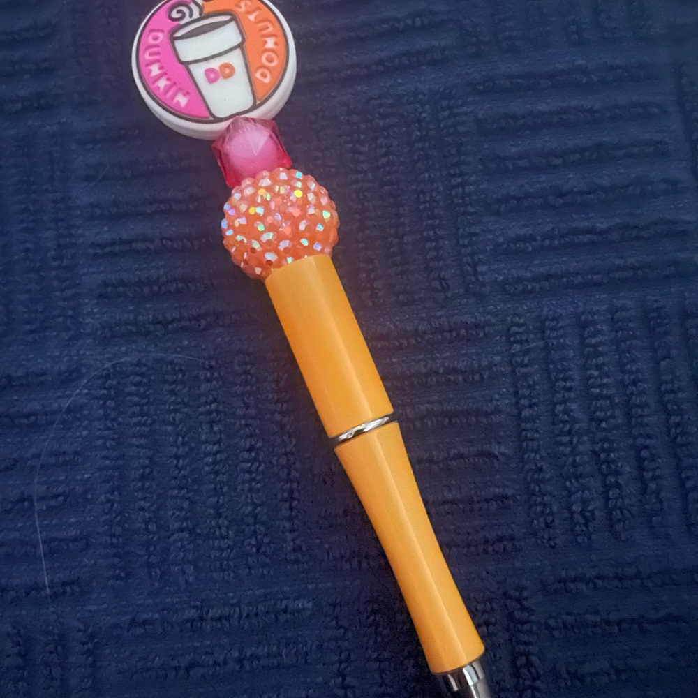 Orange Dunkin Donuts Beaded Pen